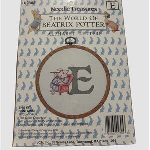 Needle Treasures Beatrix Potter Alphabet Letters Cross Stitch E Initial 02305
